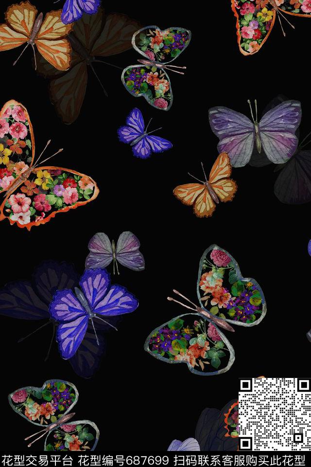 蝴蝶花鸟动物数码印花华亿平台下载（图片编号: 687699） - 瓦栏（Walan）