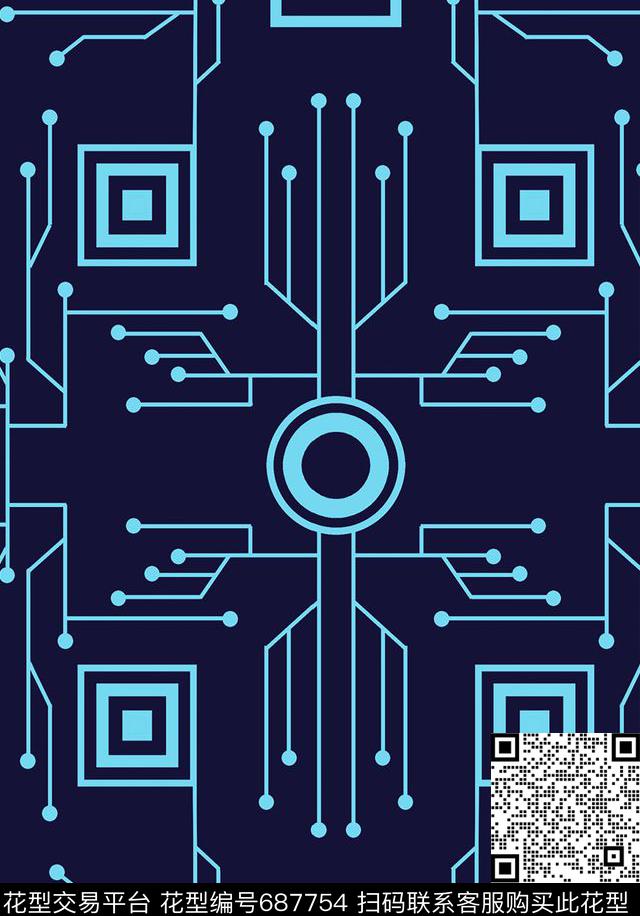 方格解构几何传统印花华亿平台下载（图片编号: 687754） - 瓦栏（Walan）