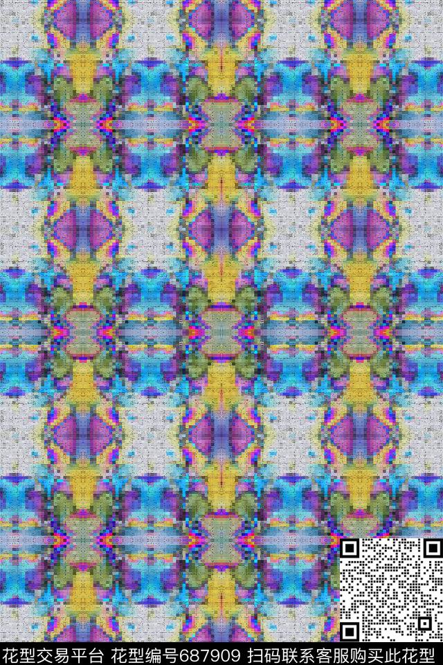 条纹混搭格子混搭色彩斑斓数码印花华亿平台下载（图片编号: 687909） - 瓦栏（Walan）