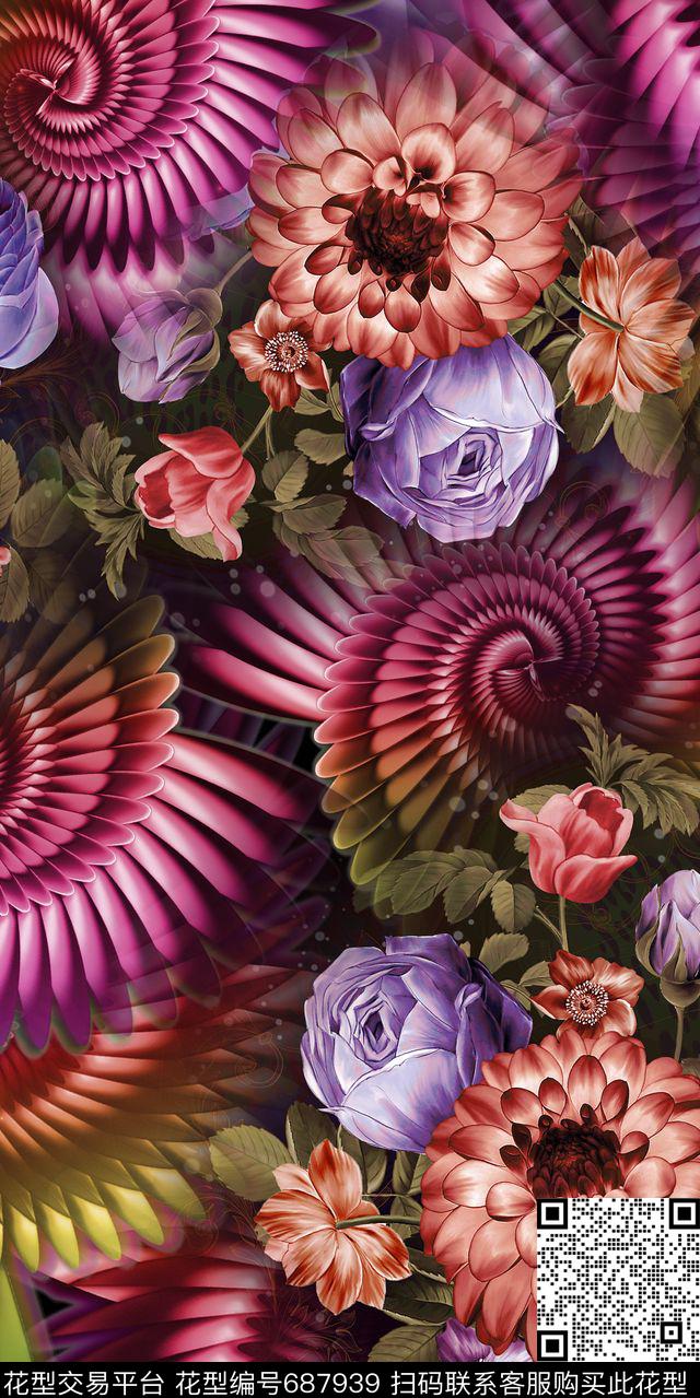 复古螺旋数码数码印花华亿平台下载（图片编号: 687939） - 瓦栏（Walan）