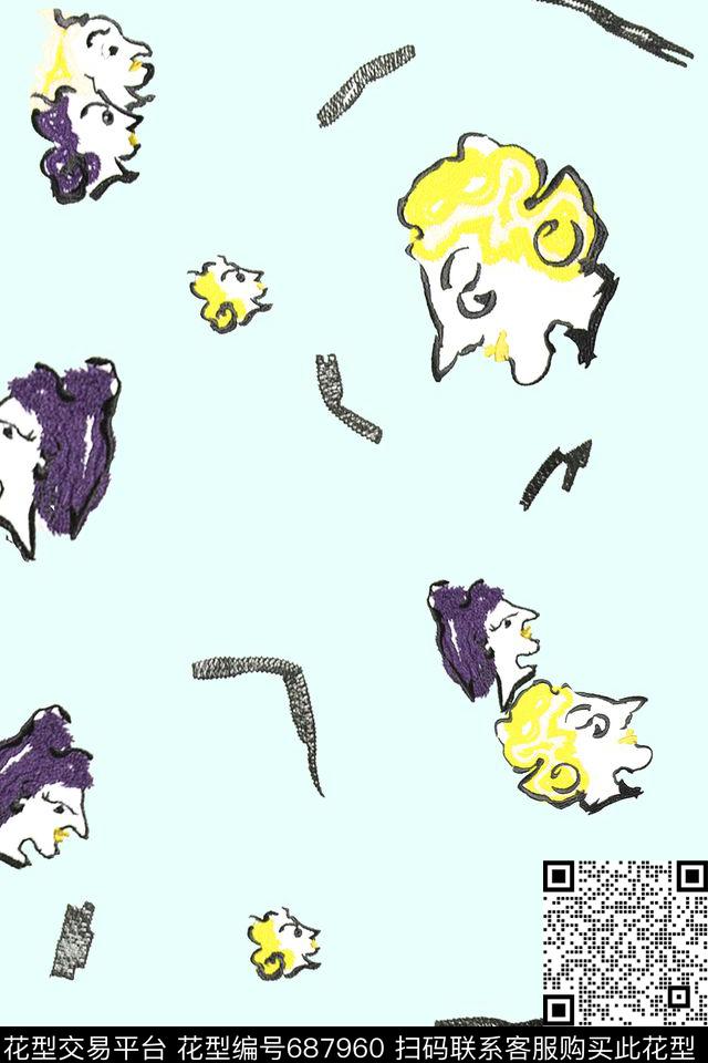 女装卡通纯色底数码印花华亿平台下载（图片编号: 687960） - 瓦栏（Walan）