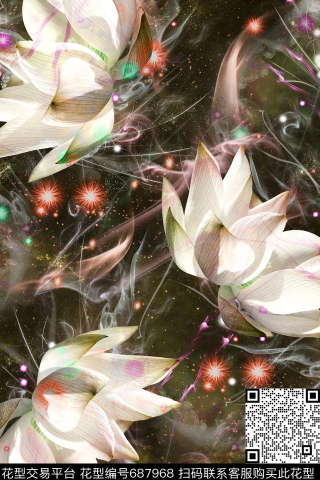 面料花星空抽象花卉肌理数码印花华亿平台下载（图片编号: 687968） - 瓦栏（Walan）