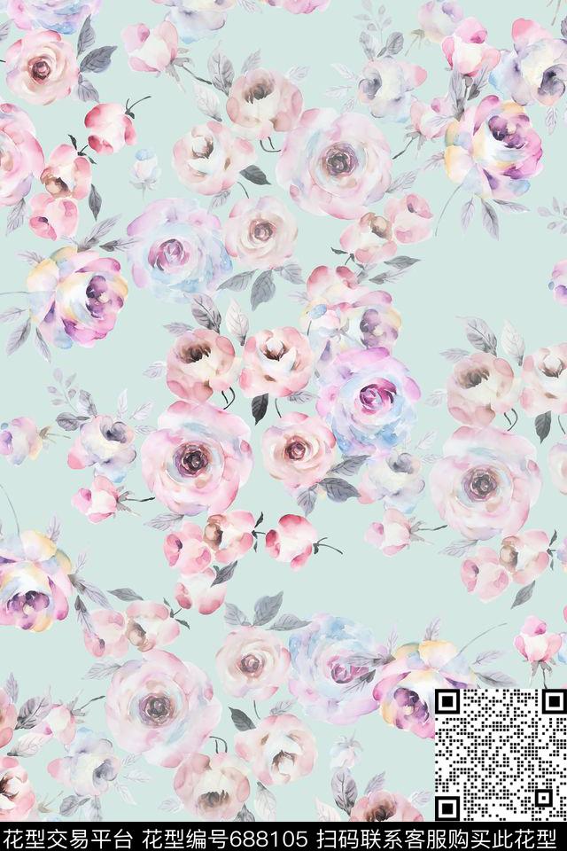 花卉花鸟碎花数码印花华亿平台下载（图片编号: 688105） - 瓦栏（Walan）