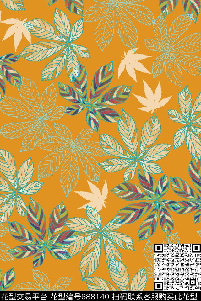 趣味植物花卉传统印花华亿平台下载（图片编号: 688140） - 瓦栏（Walan）