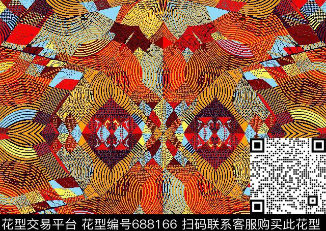 方格菱形三角形传统印花华亿平台下载（图片编号: 688166） - 瓦栏（Walan）