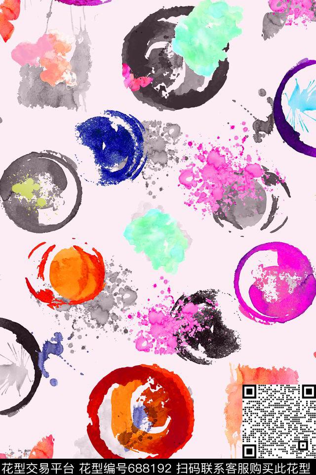 花卉花朵水彩数码印花华亿平台下载（图片编号: 688192） - 瓦栏（Walan）