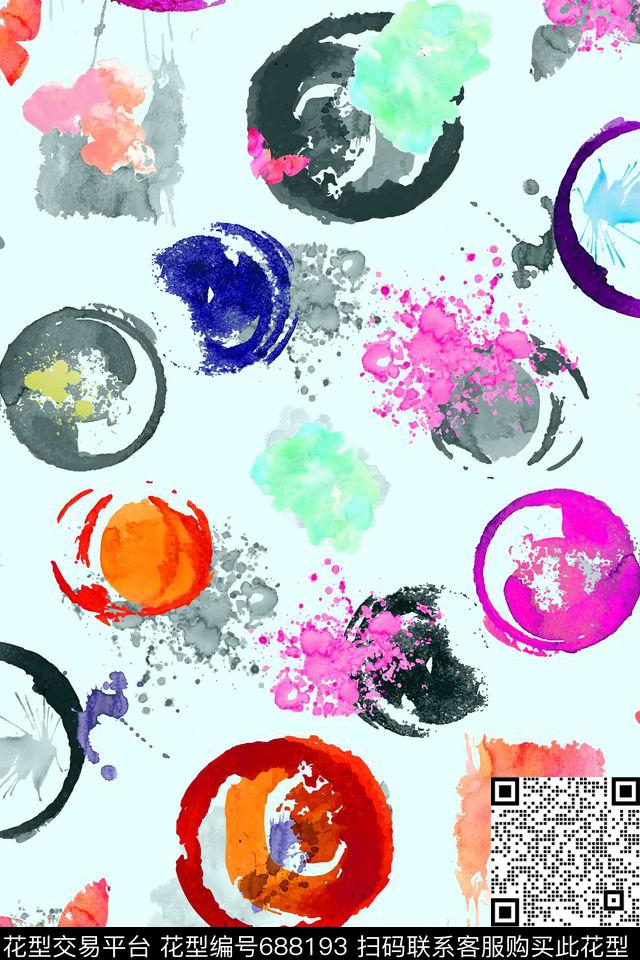 花卉花朵水彩数码印花华亿平台下载（图片编号: 688193） - 瓦栏（Walan）