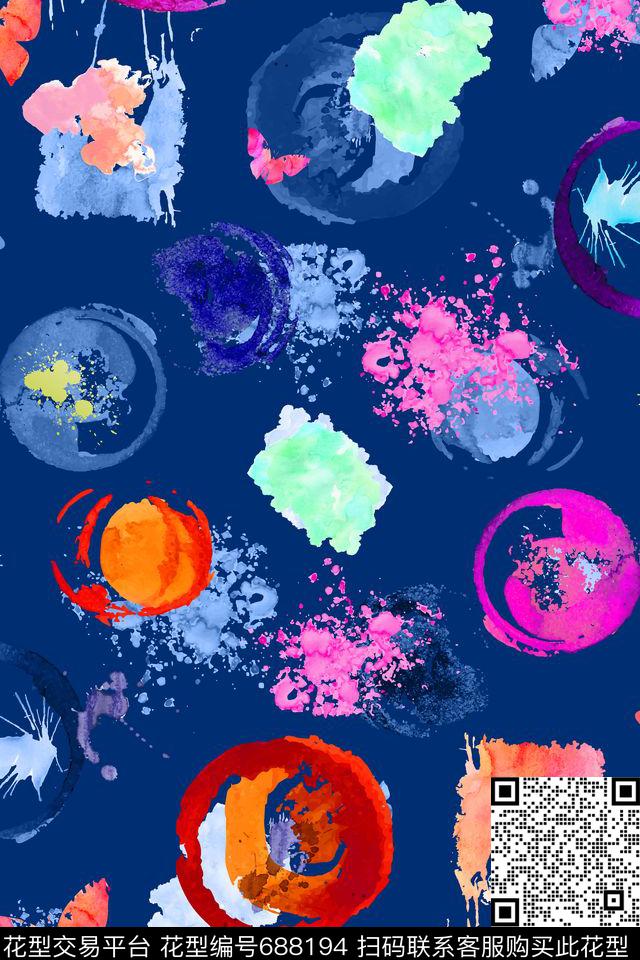 花卉花朵水彩数码印花华亿平台下载（图片编号: 688194） - 瓦栏（Walan）