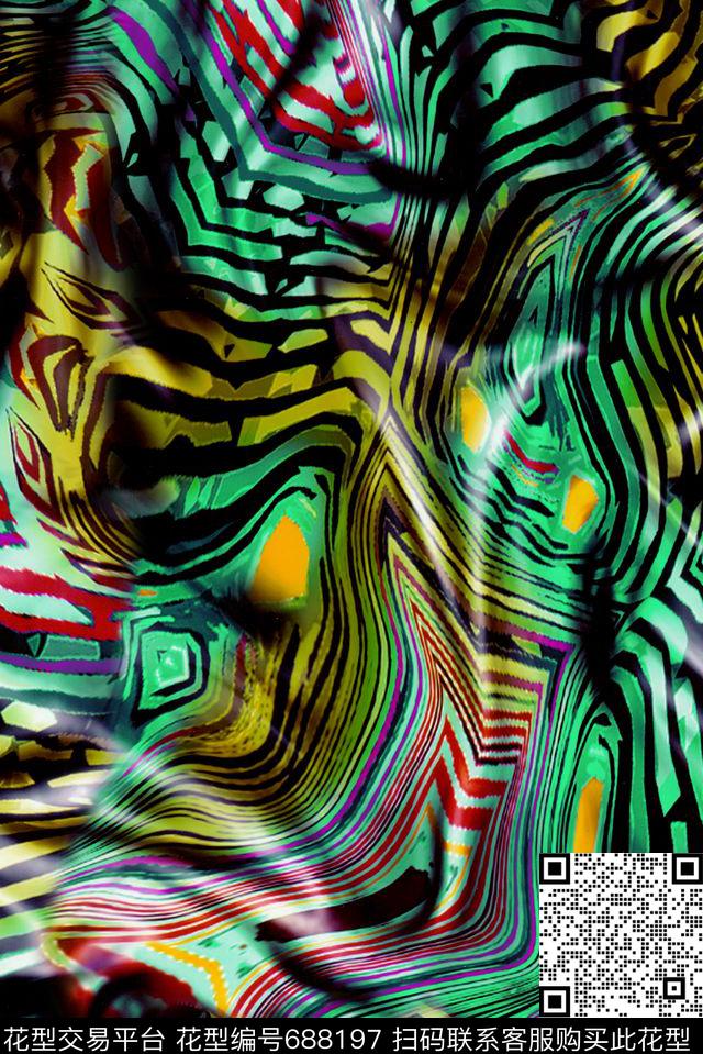 不规则几何几何线条数码印花华亿平台下载（图片编号: 688197） - 瓦栏（Walan）