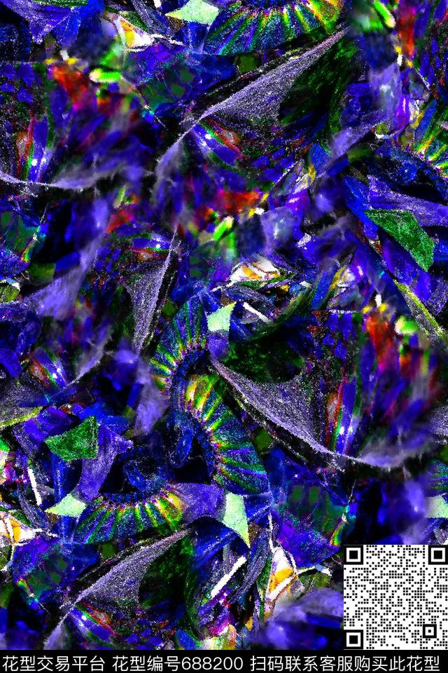 抽象女装肌理数码印花华亿平台下载（图片编号: 688200） - 瓦栏（Walan）