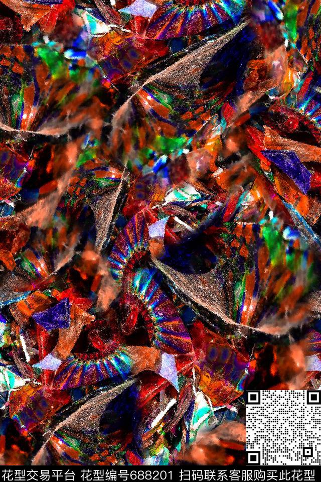 抽象女装肌理数码印花华亿平台下载（图片编号: 688201） - 瓦栏（Walan）