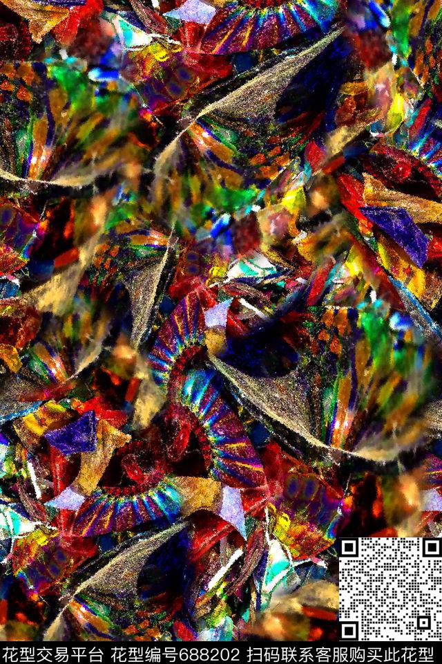 抽象女装肌理数码印花华亿平台下载（图片编号: 688202） - 瓦栏（Walan）