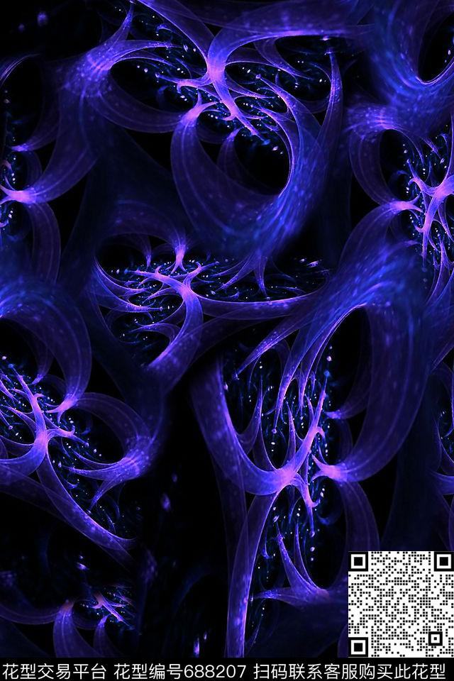 抽象男装女装数码印花华亿平台下载（图片编号: 688207） - 瓦栏（Walan）