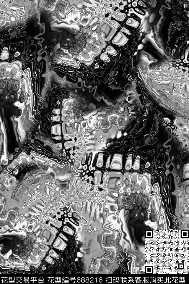 男装抽象肌理数码印花华亿平台下载（图片编号: 688216） - 瓦栏（Walan）