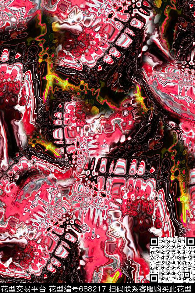 男装抽象肌理数码印花华亿平台下载（图片编号: 688217） - 瓦栏（Walan）