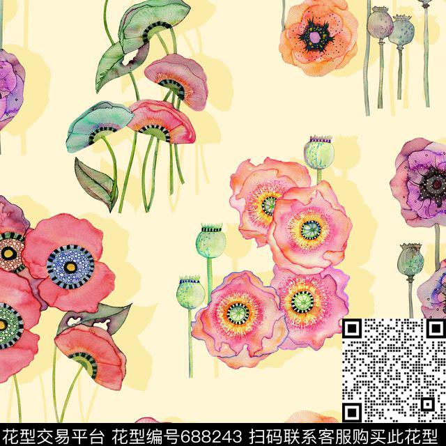 此华亿平台为1/2跳接民族风中国风数码印花华亿平台下载（图片编号: 688243） - 瓦栏（Walan）