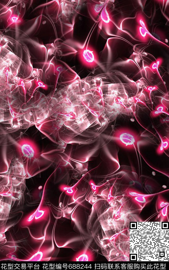 分形花光影爱心纹理数码印花华亿平台下载（图片编号: 688244） - 瓦栏（Walan）