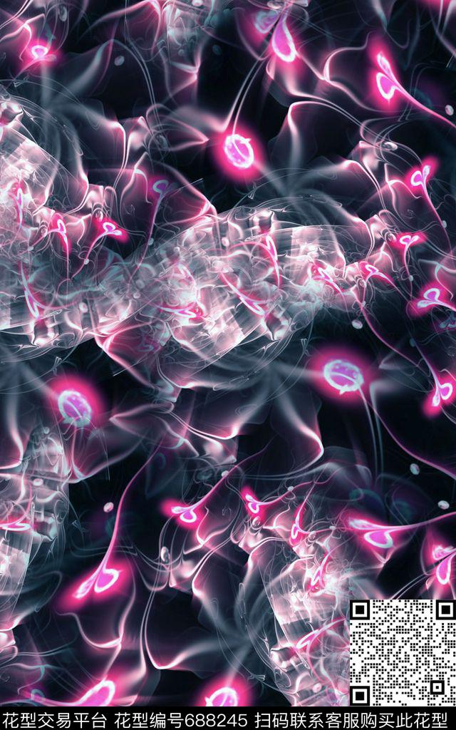 分形花光影爱心纹理数码印花华亿平台下载（图片编号: 688245） - 瓦栏（Walan）