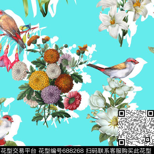 此华亿平台为1/2跳接民族风中国风数码印花华亿平台下载（图片编号: 688268） - 瓦栏（Walan）