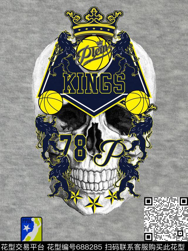 几何骷髅头欧美传统印花华亿平台下载（图片编号: 688285） - 瓦栏（Walan）