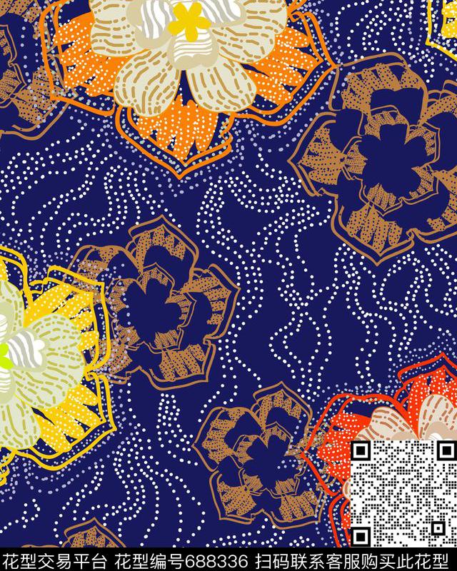 花卉花朵点传统印花华亿平台下载（图片编号: 688336） - 瓦栏（Walan）