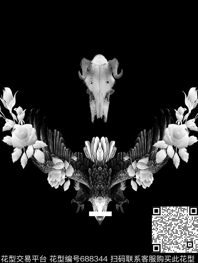 男士时尚定位花适用于卫衣T恤夹克华亿平台数码印花华亿平台下载（图片编号: 688344） - 瓦栏（Walan）