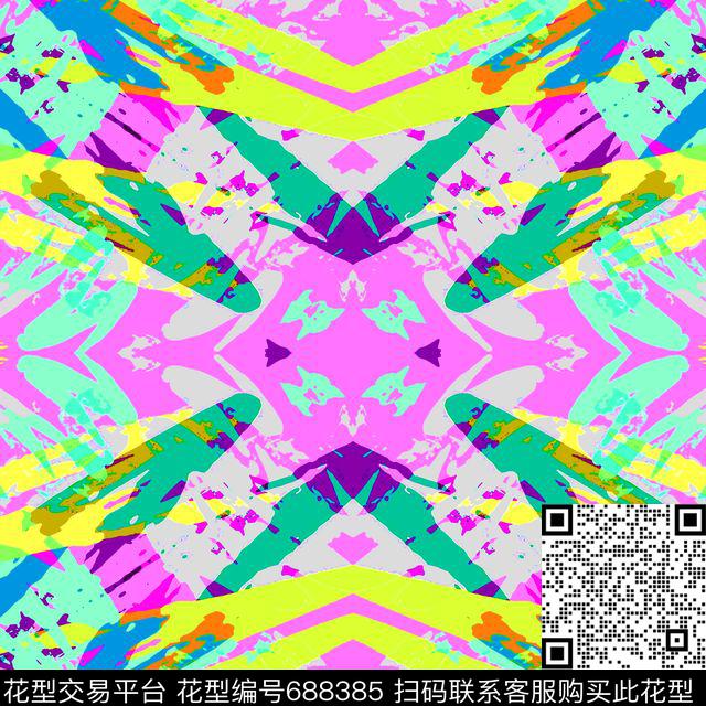 抽象彩色色块传统印花华亿平台下载（图片编号: 688385） - 瓦栏（Walan）