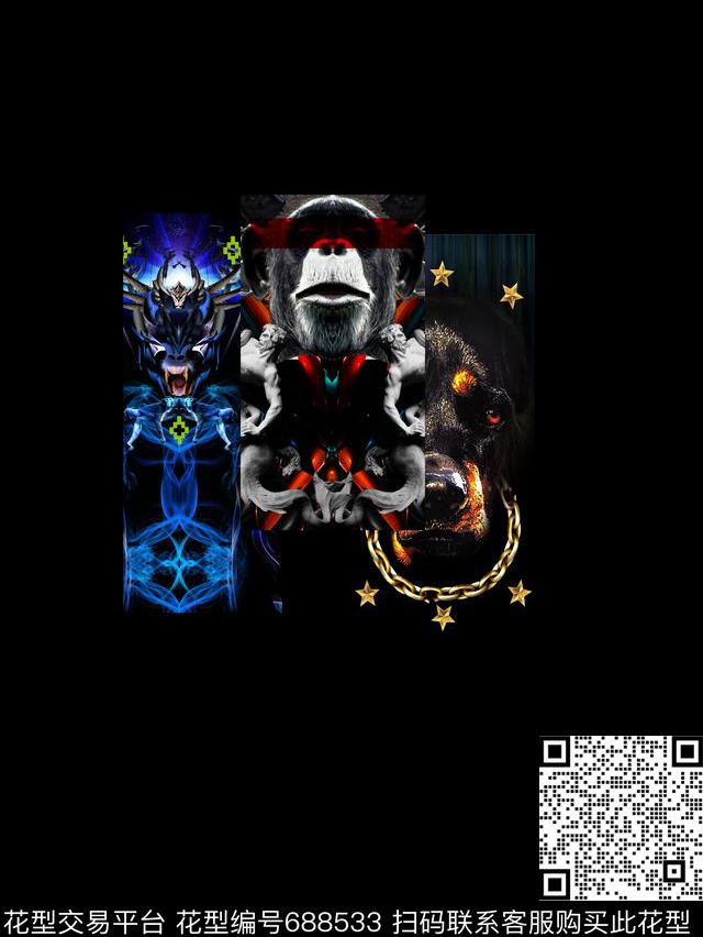 男装T恤T恤动物直喷印花数码印花华亿平台下载（图片编号: 688533） - 瓦栏（Walan）