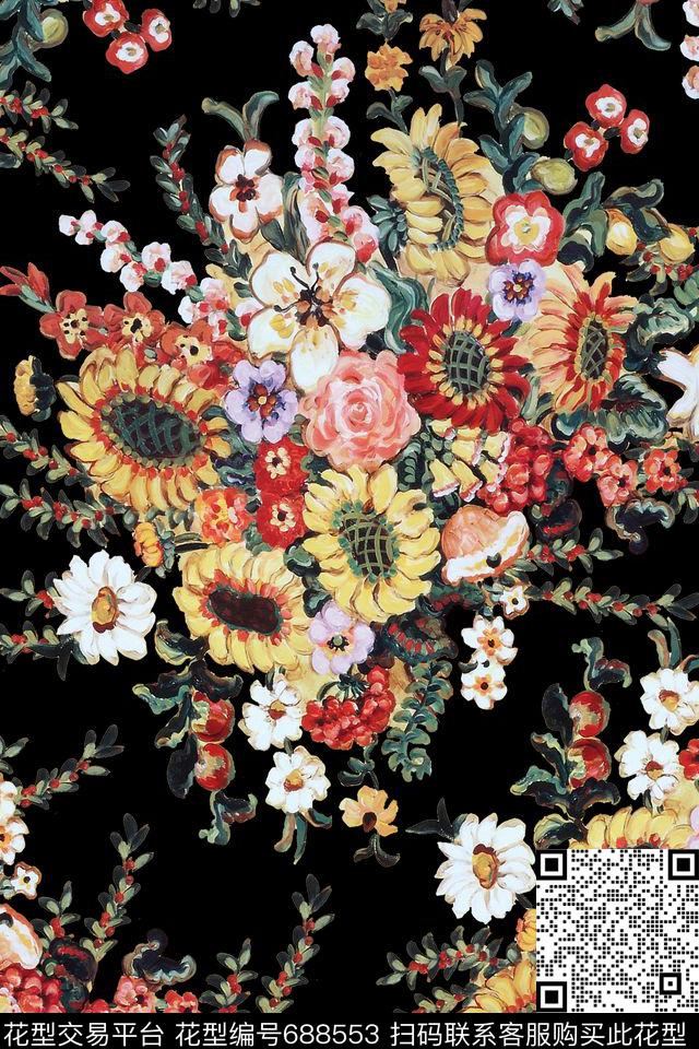 花朵花卉数码印花华亿平台下载（图片编号: 688553） - 瓦栏（Walan）