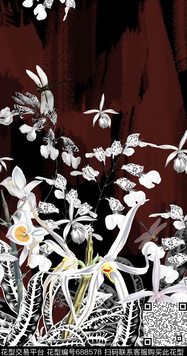 数码定位花卉数码印花华亿平台下载（图片编号: 688578） - 瓦栏（Walan）