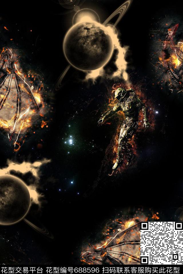 星空宇宙太空人物未来科技数码印花华亿平台下载（图片编号: 688596） - 瓦栏（Walan）