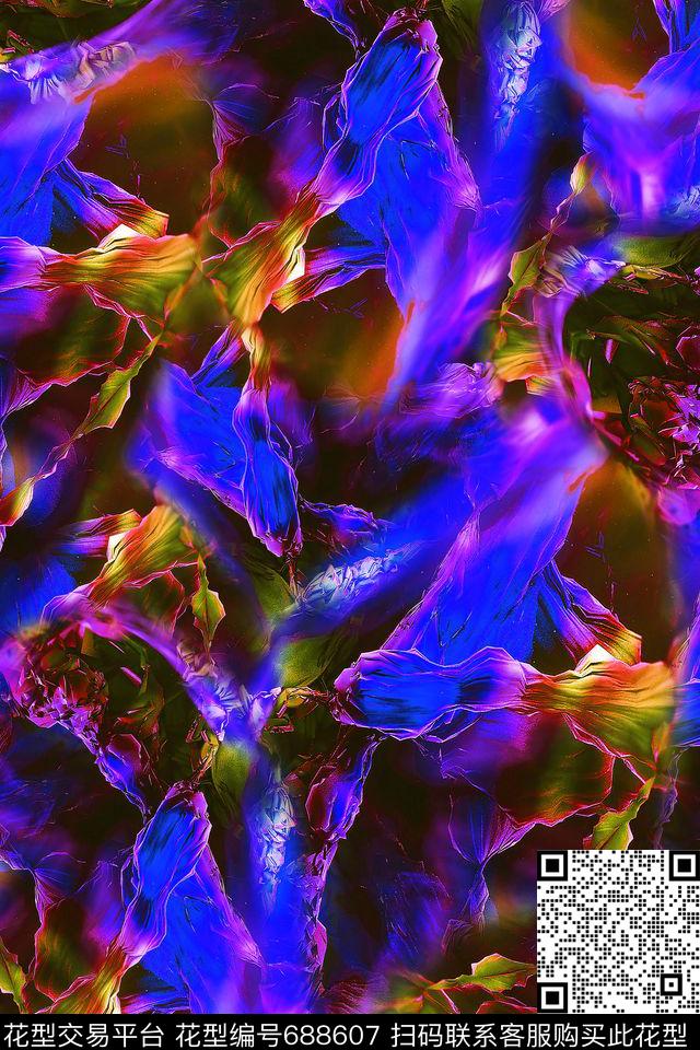 抽象肌理女装数码印花华亿平台下载（图片编号: 688607） - 瓦栏（Walan）