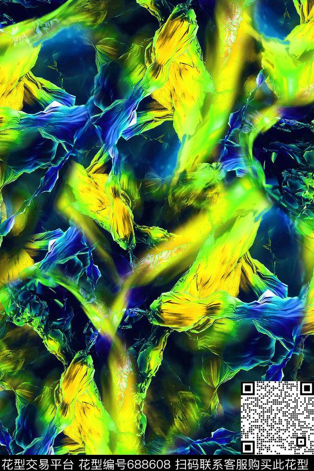 抽象肌理女装数码印花华亿平台下载（图片编号: 688608） - 瓦栏（Walan）