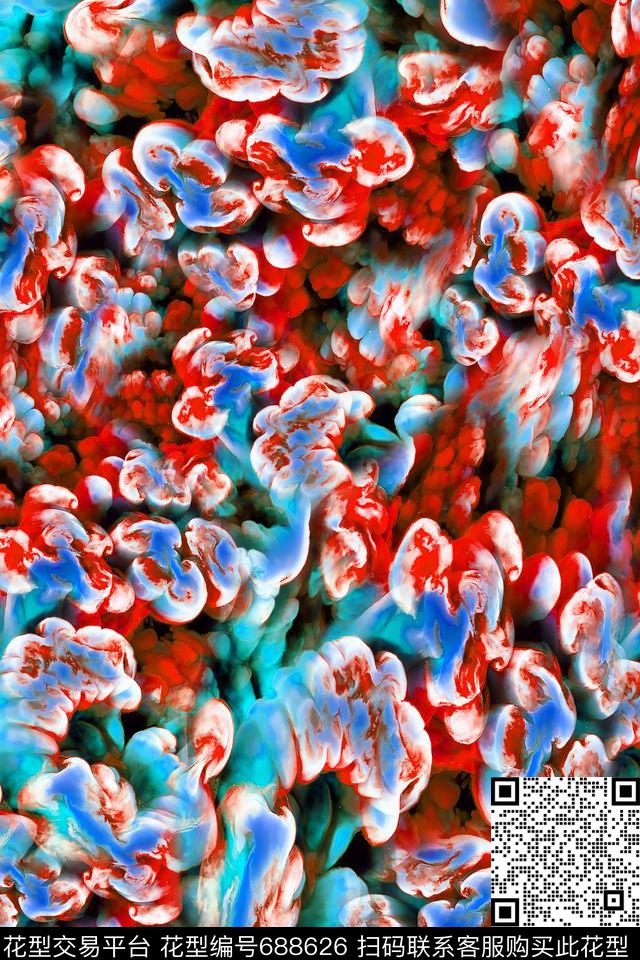 抽象细胞肌理数码印花华亿平台下载（图片编号: 688626） - 瓦栏（Walan）