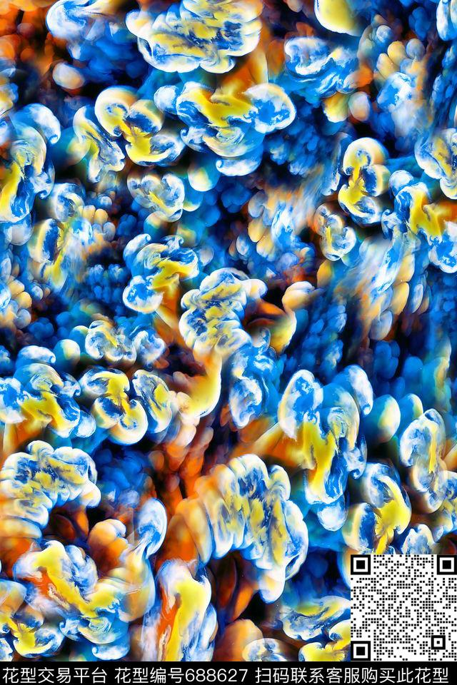 抽象细胞肌理数码印花华亿平台下载（图片编号: 688627） - 瓦栏（Walan）