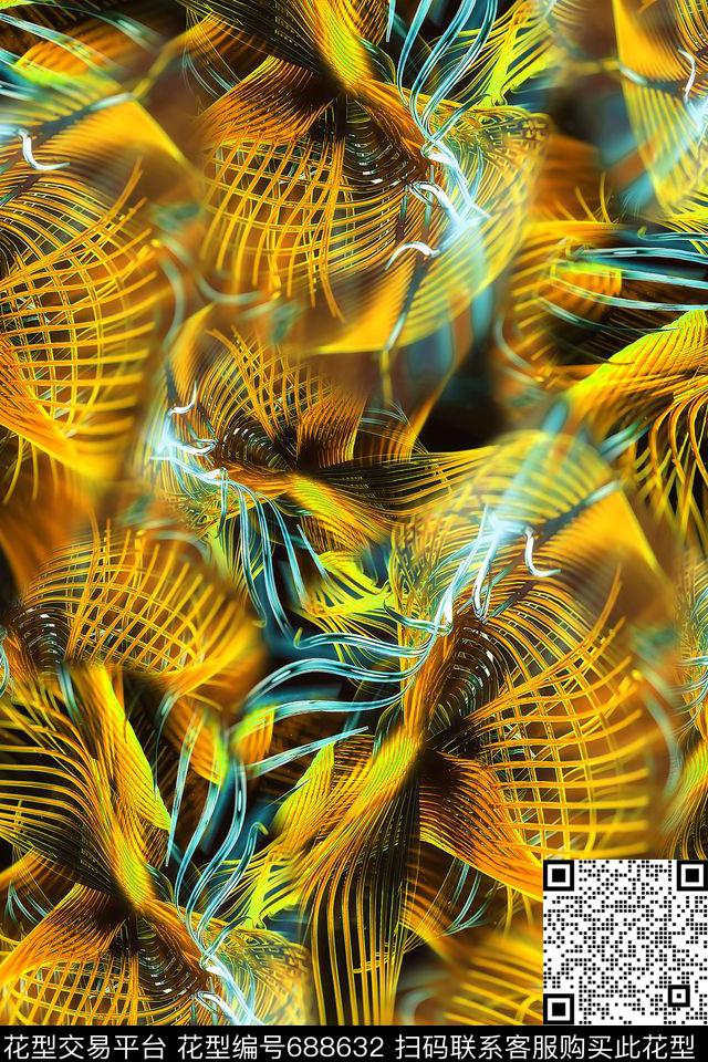 抽象肌理女装数码印花华亿平台下载（图片编号: 688632） - 瓦栏（Walan）