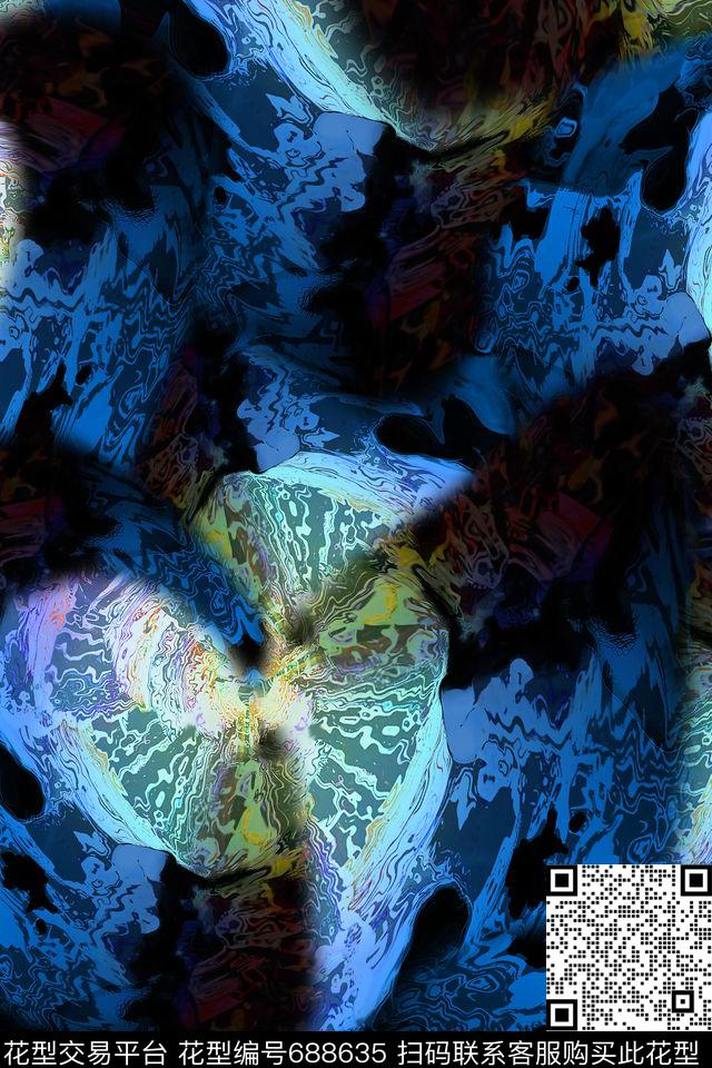 抽象女装数码印花华亿平台下载（图片编号: 688635） - 瓦栏（Walan）