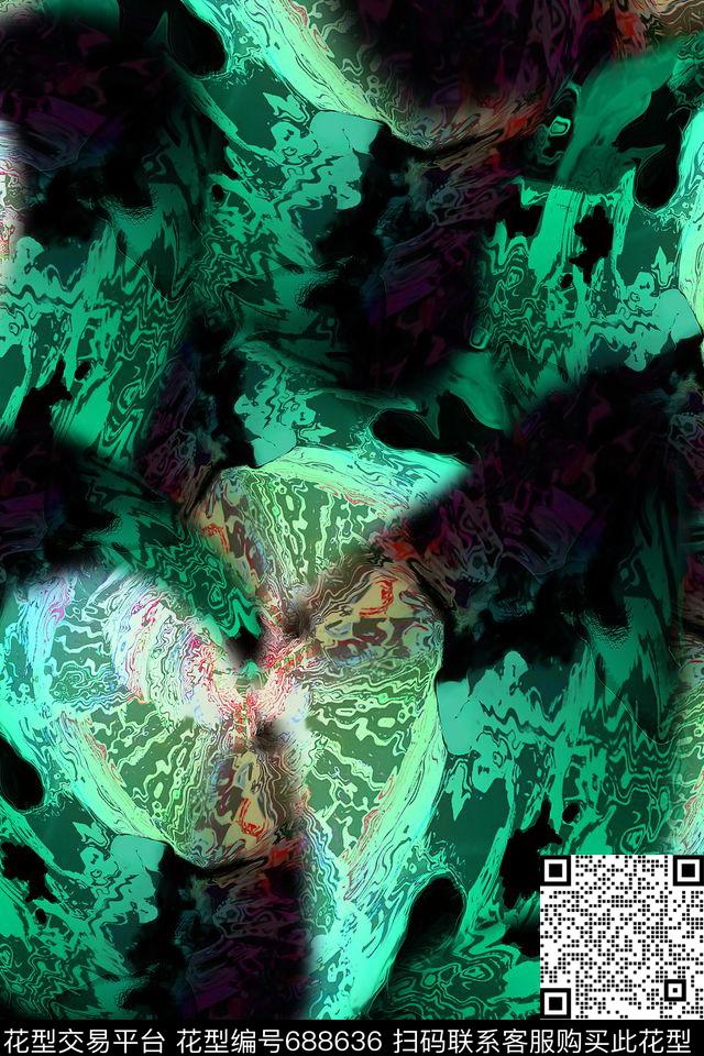 抽象女装数码印花华亿平台下载（图片编号: 688636） - 瓦栏（Walan）