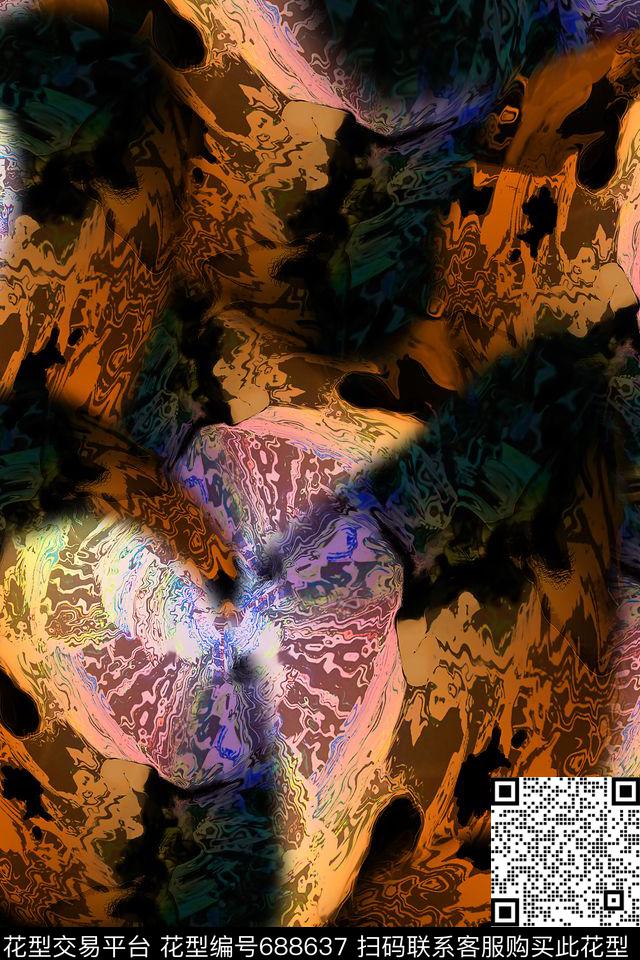 抽象女装数码印花华亿平台下载（图片编号: 688637） - 瓦栏（Walan）