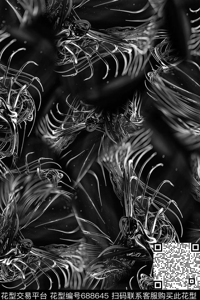 金属抽象男装数码印花华亿平台下载（图片编号: 688645） - 瓦栏（Walan）