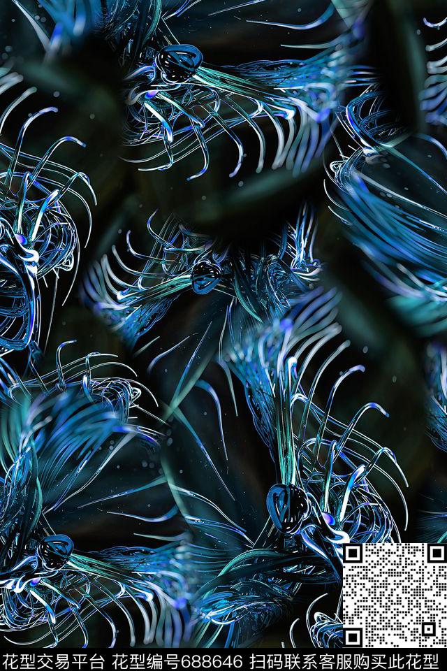 金属抽象男装数码印花华亿平台下载（图片编号: 688646） - 瓦栏（Walan）