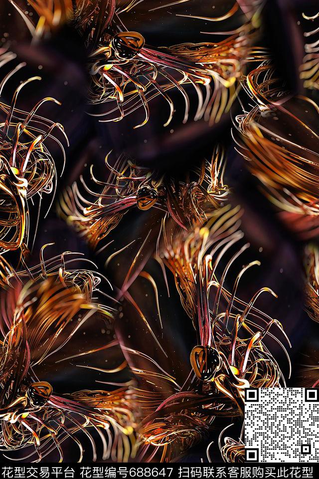 金属抽象男装数码印花华亿平台下载（图片编号: 688647） - 瓦栏（Walan）