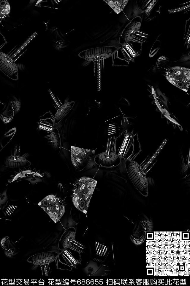 男装抽象金属数码印花华亿平台下载（图片编号: 688655） - 瓦栏（Walan）