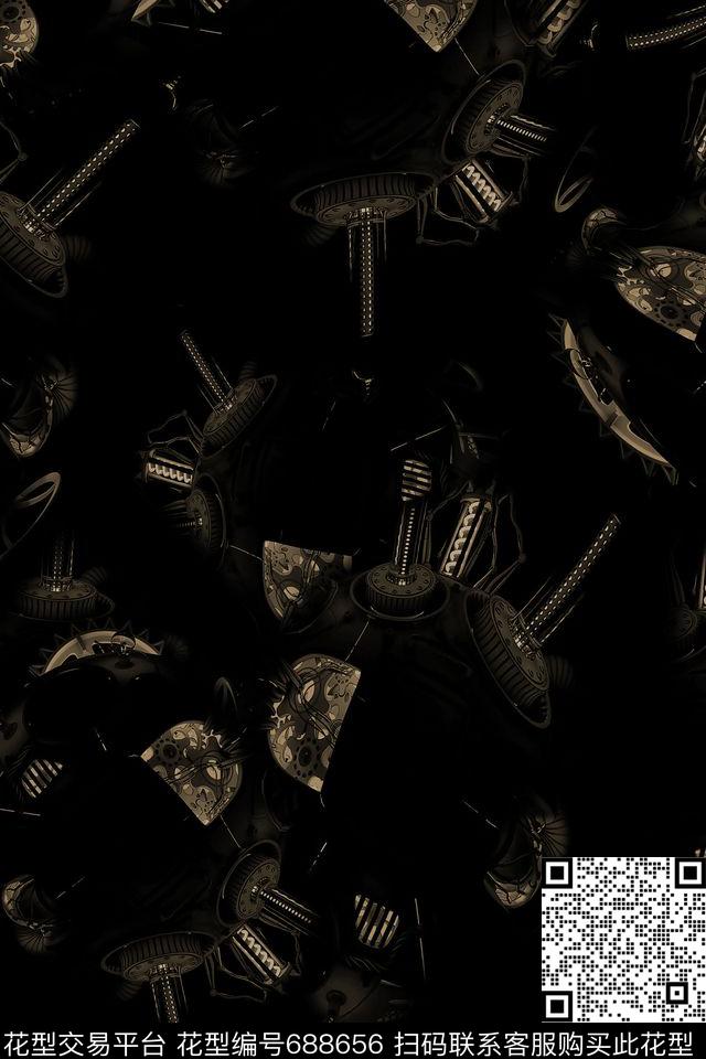 男装抽象金属数码印花华亿平台下载（图片编号: 688656） - 瓦栏（Walan）