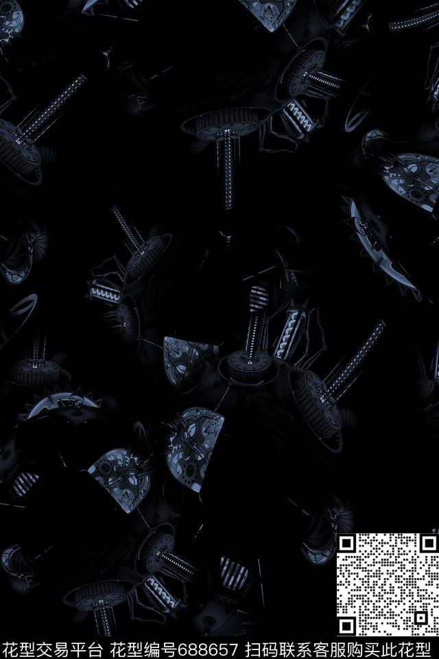 男装抽象金属数码印花华亿平台下载（图片编号: 688657） - 瓦栏（Walan）