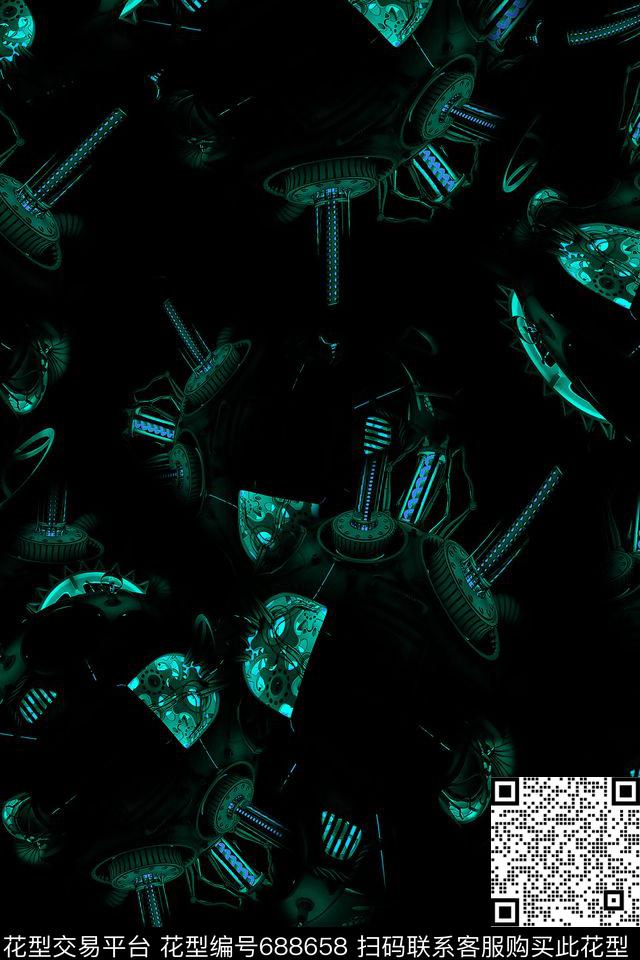 男装抽象金属数码印花华亿平台下载（图片编号: 688658） - 瓦栏（Walan）