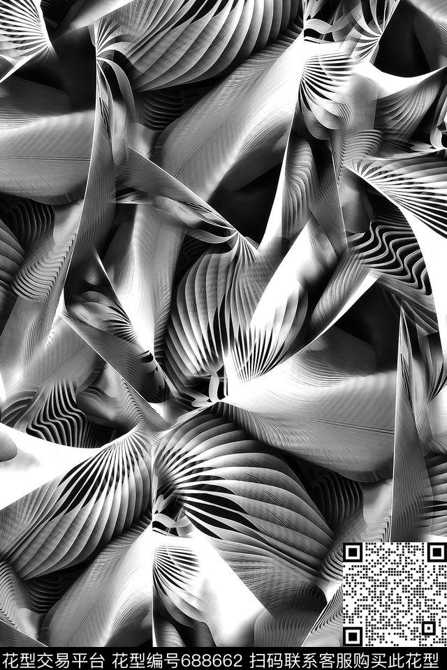 抽象女装肌理数码印花华亿平台下载（图片编号: 688662） - 瓦栏（Walan）