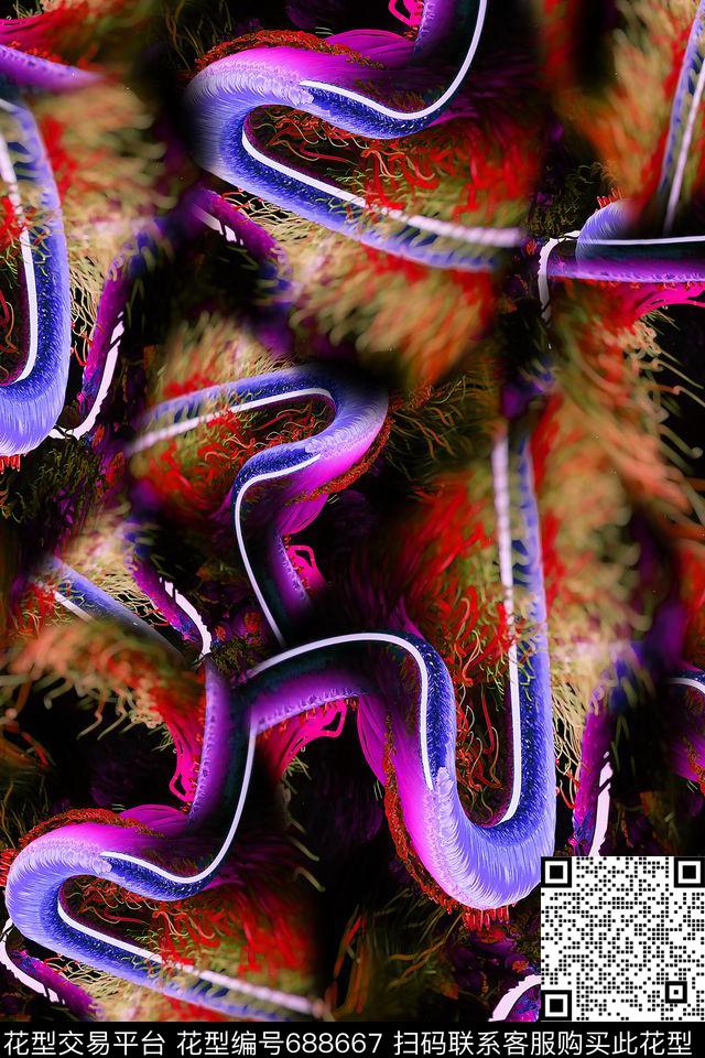 抽象男装女装数码印花华亿平台下载（图片编号: 688667） - 瓦栏（Walan）