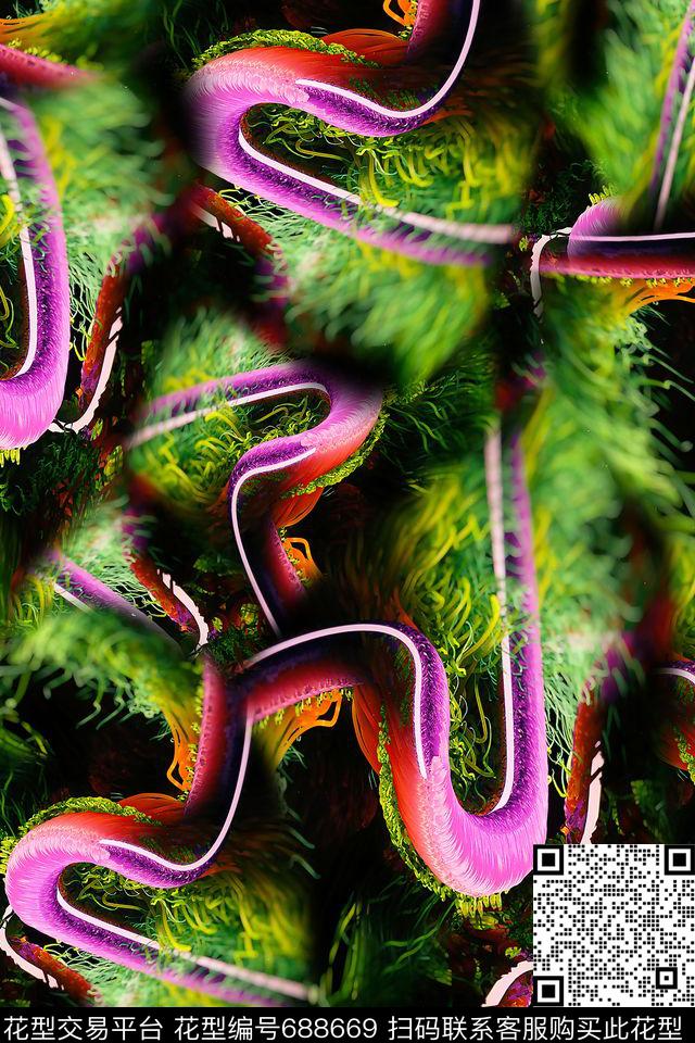 抽象男装女装数码印花华亿平台下载（图片编号: 688669） - 瓦栏（Walan）