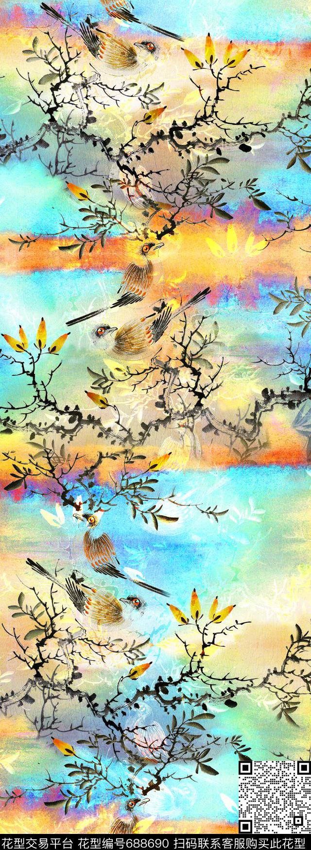 虞美人花朵花卉数码印花华亿平台下载（图片编号: 688690） - 瓦栏（Walan）